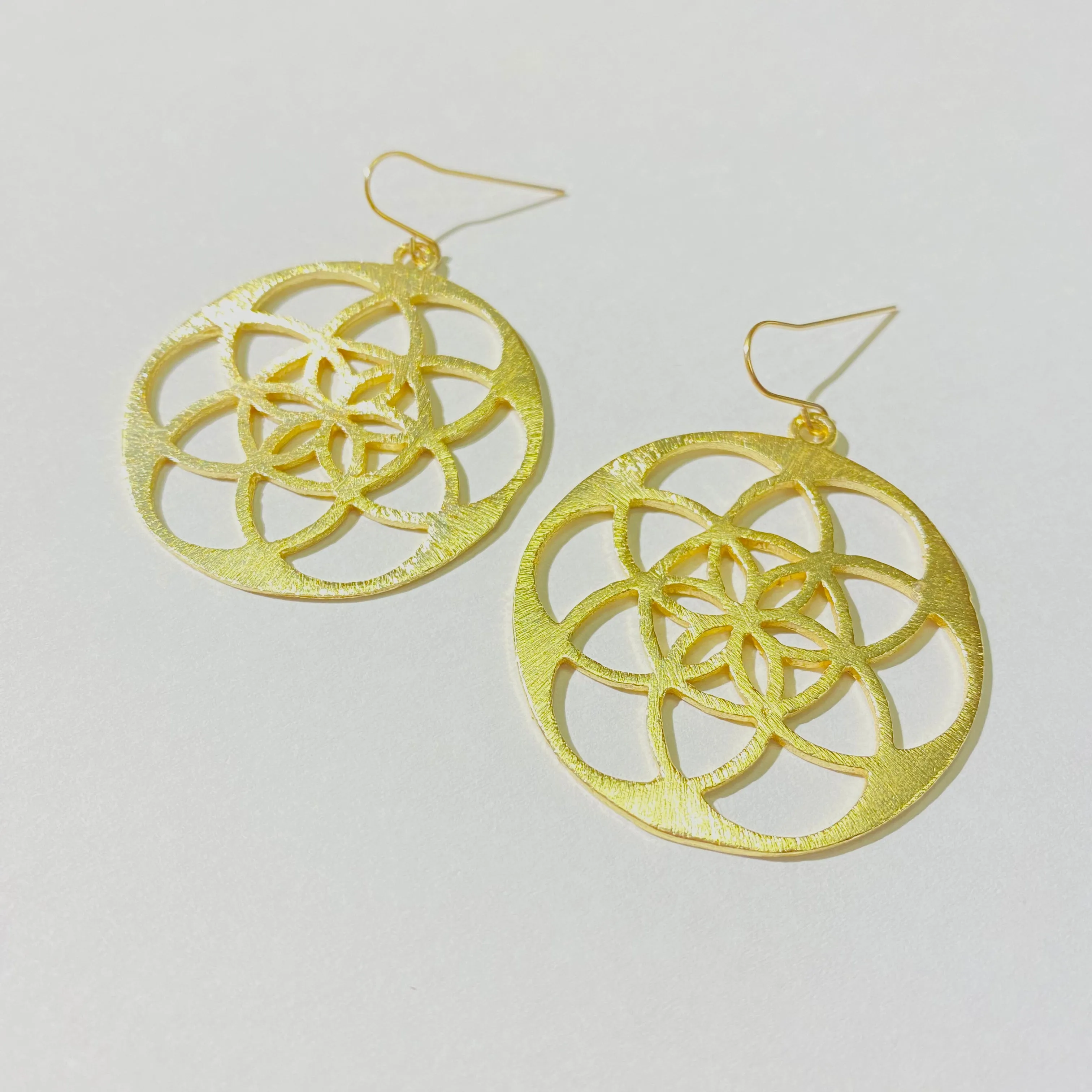 Avani Brushed Mandala Earrings | Gold