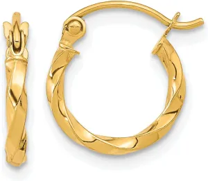 Avariah 10k Yellow Gold Twist Polished Hoop Earring - 13.34mm