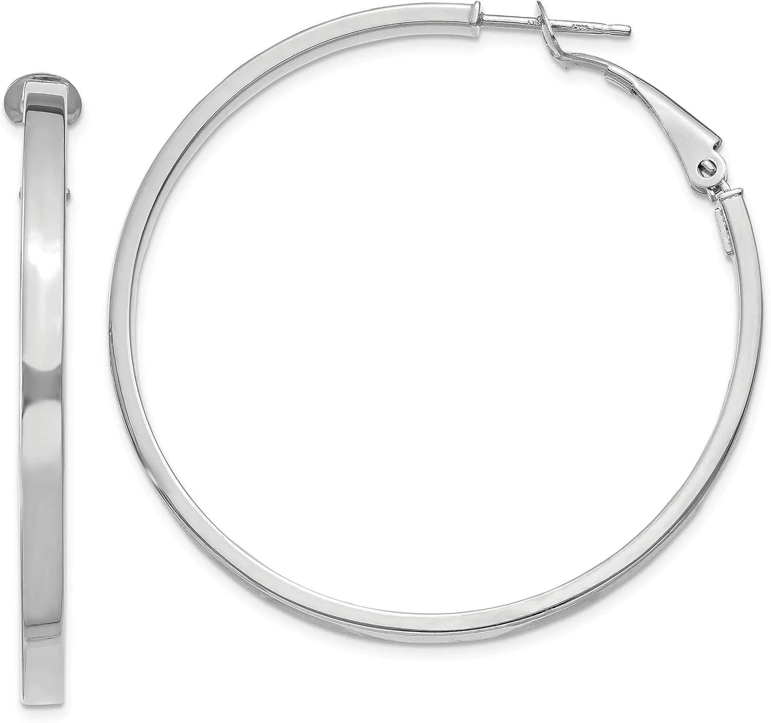 Avariah 14k White Gold 3x40mm Polished Square Tube Round Hoop Earrings - 45.75mm