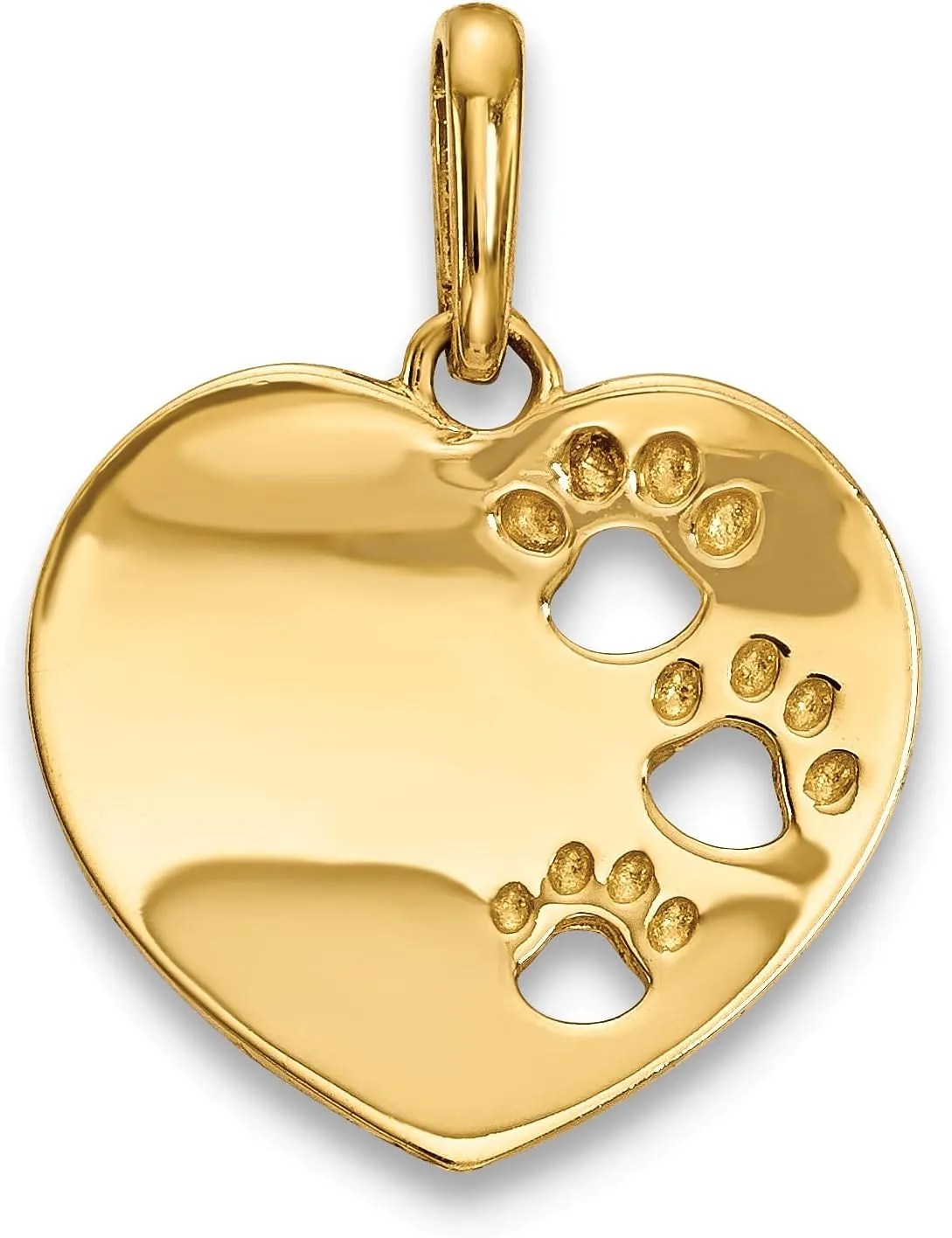 Avariah 14k Yellow Gold rens Heart with Pawprints Pendant - 16.5mm
