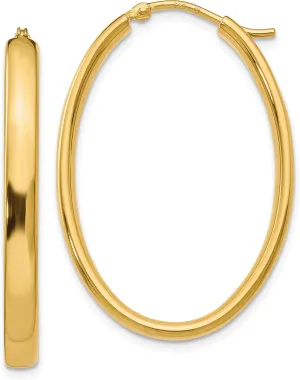 Avariah Sterling Silver Gold-plated Polished Oval Hoop Earrings - 34mm