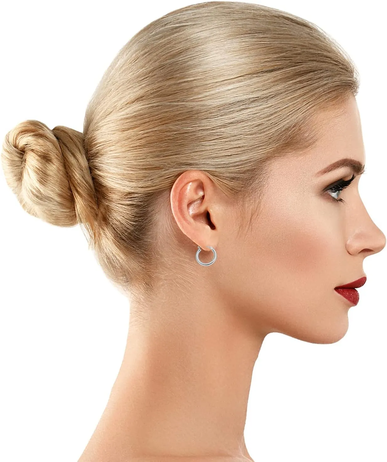 AVORA 10K Gold Classic Polished 2mm Tube Click-Top Hoop Earrings - Yellow or White Gold