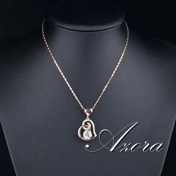 AZORA Rose Stellux Crystals Heart Valentine Edition Necklace