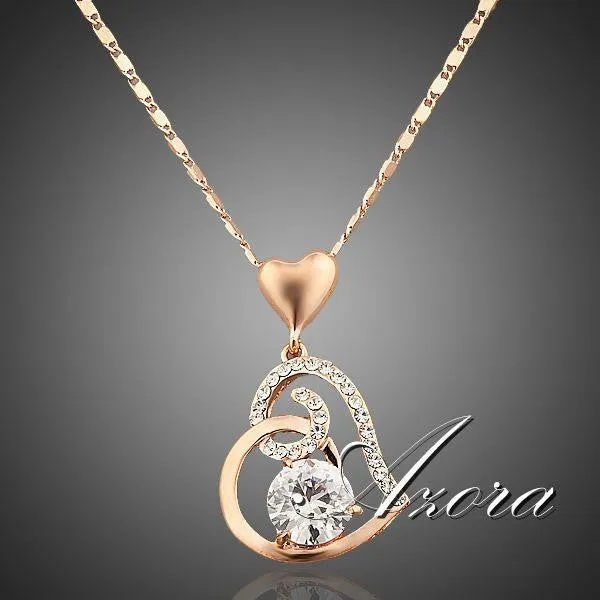 AZORA Rose Stellux Crystals Heart Valentine Edition Necklace