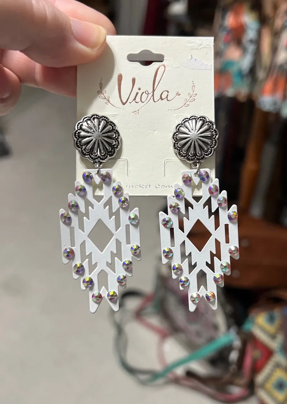 Aztec Glitz and Glamour Stud back Ear Rings - Multi