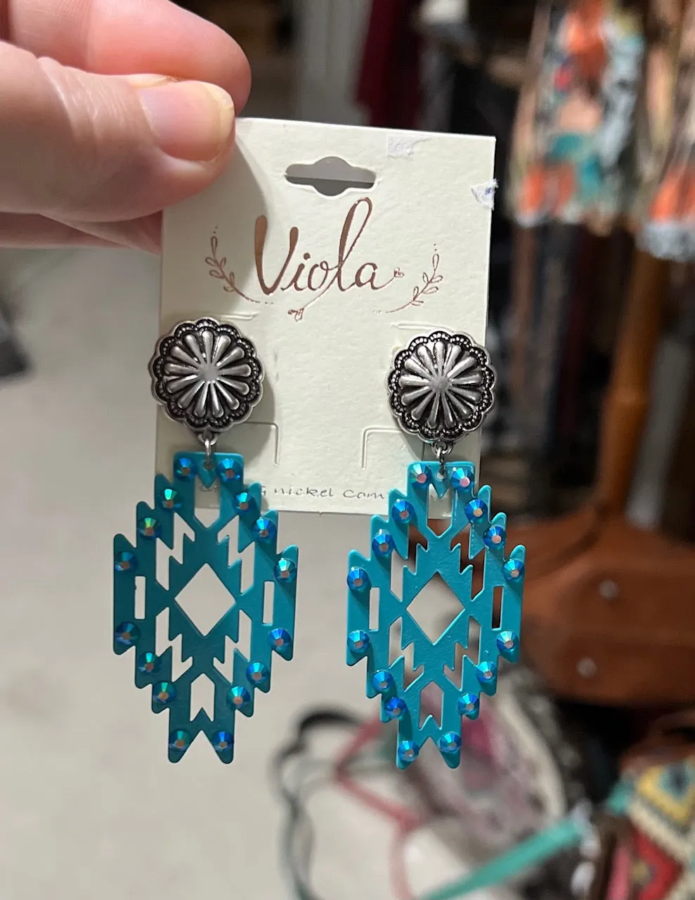 Aztec Glitz and Glamour Stud back Ear Rings - Multi