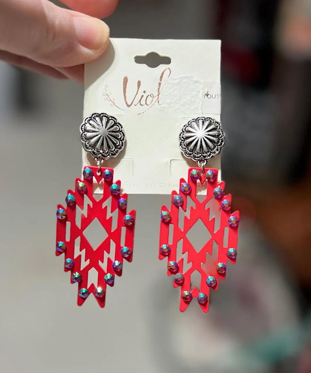 Aztec Glitz and Glamour Stud back Ear Rings - Multi