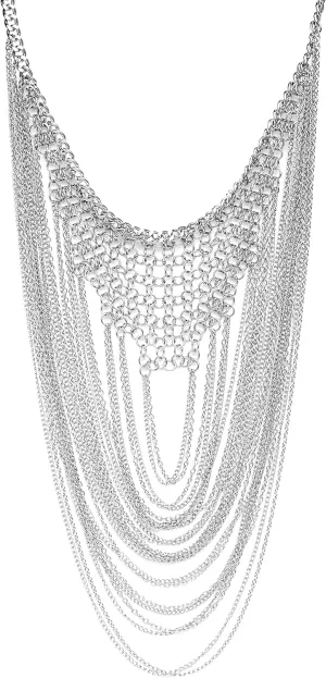 Badgley Mischka Women's Necklace - Elegant Layered Curb Chain Statement Collar Necklace Costume Jewelry