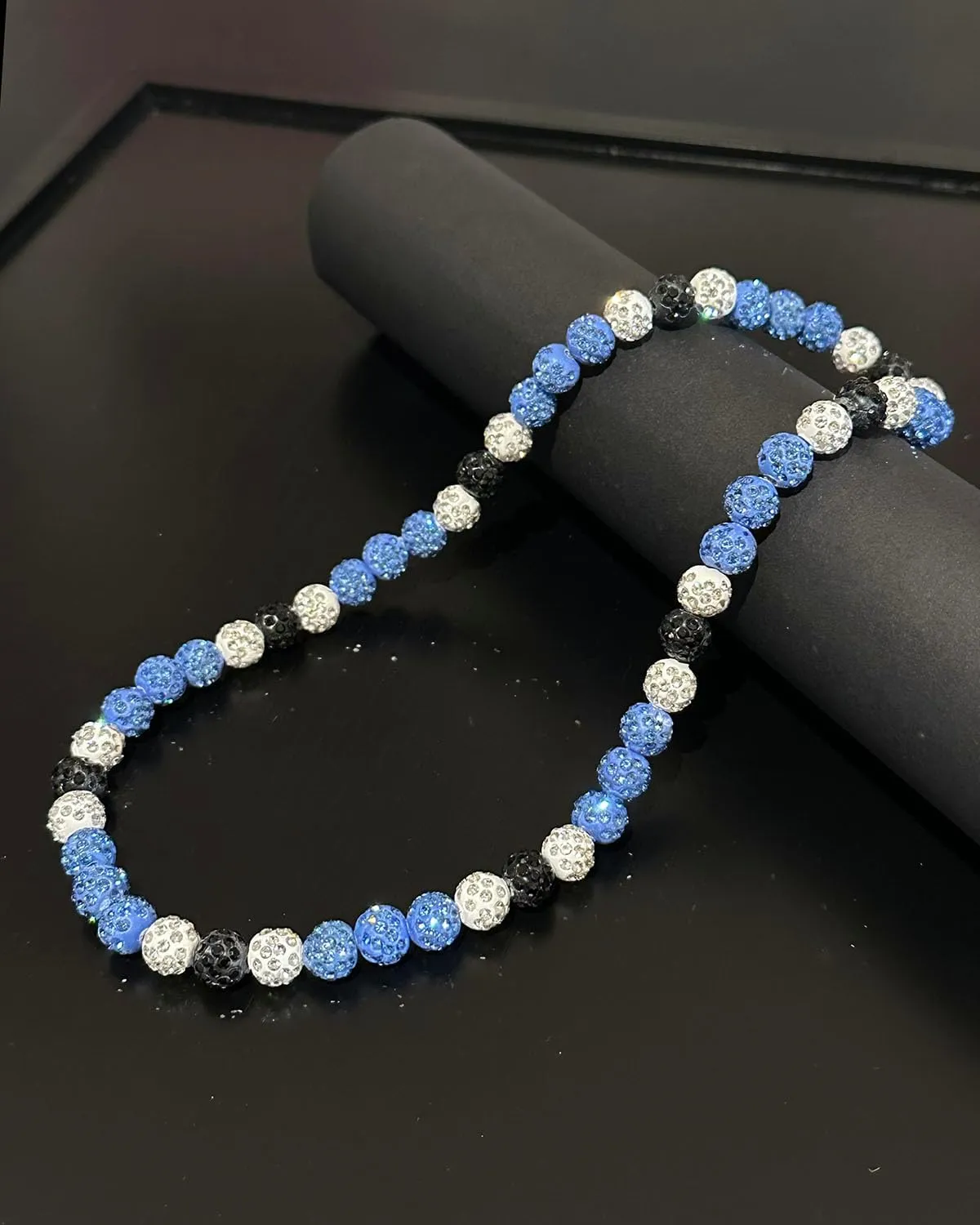 Baseball Bead Necklace for Men, 16/18/20" Ice Necklace Cool Gifts, Rhinestone Bling Inspired Sports Jewelry Gift