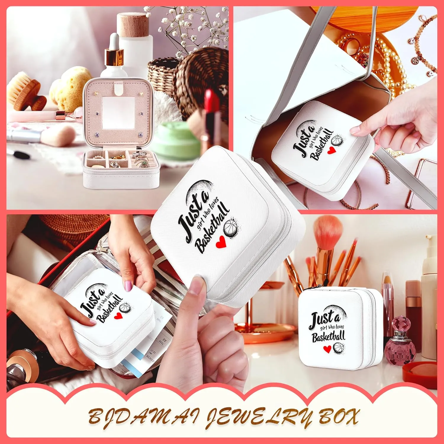Basketball Jewelry Box, Gifts For Teens Girls Age 8-12, Basketball Lovers Stuff Items Accessories Things Merchandise Decor Merch, Travel Ring Earrings Necklace Organizer Holder!