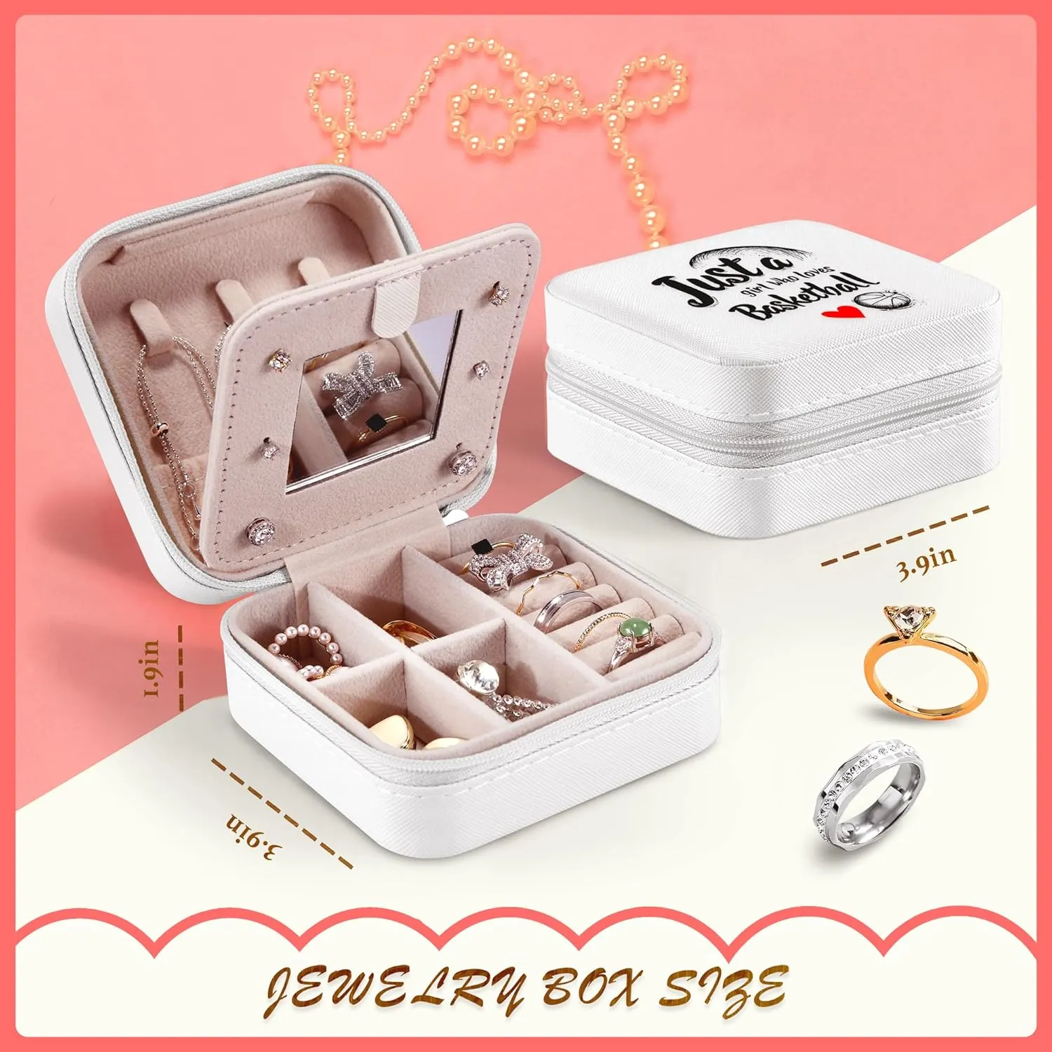Basketball Jewelry Box, Gifts For Teens Girls Age 8-12, Basketball Lovers Stuff Items Accessories Things Merchandise Decor Merch, Travel Ring Earrings Necklace Organizer Holder!