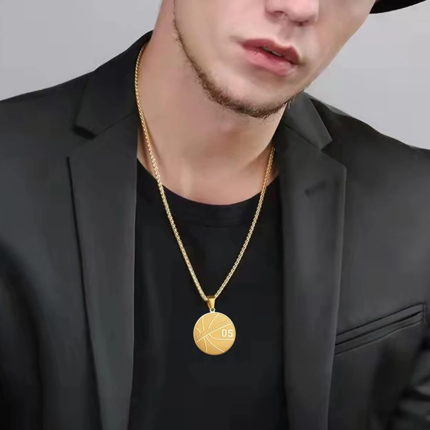 Basketball Number Necklace for Men Gold Stainless Steel I Can Do All Things Pendant Sport Jewelry Basketball Gifts for Men