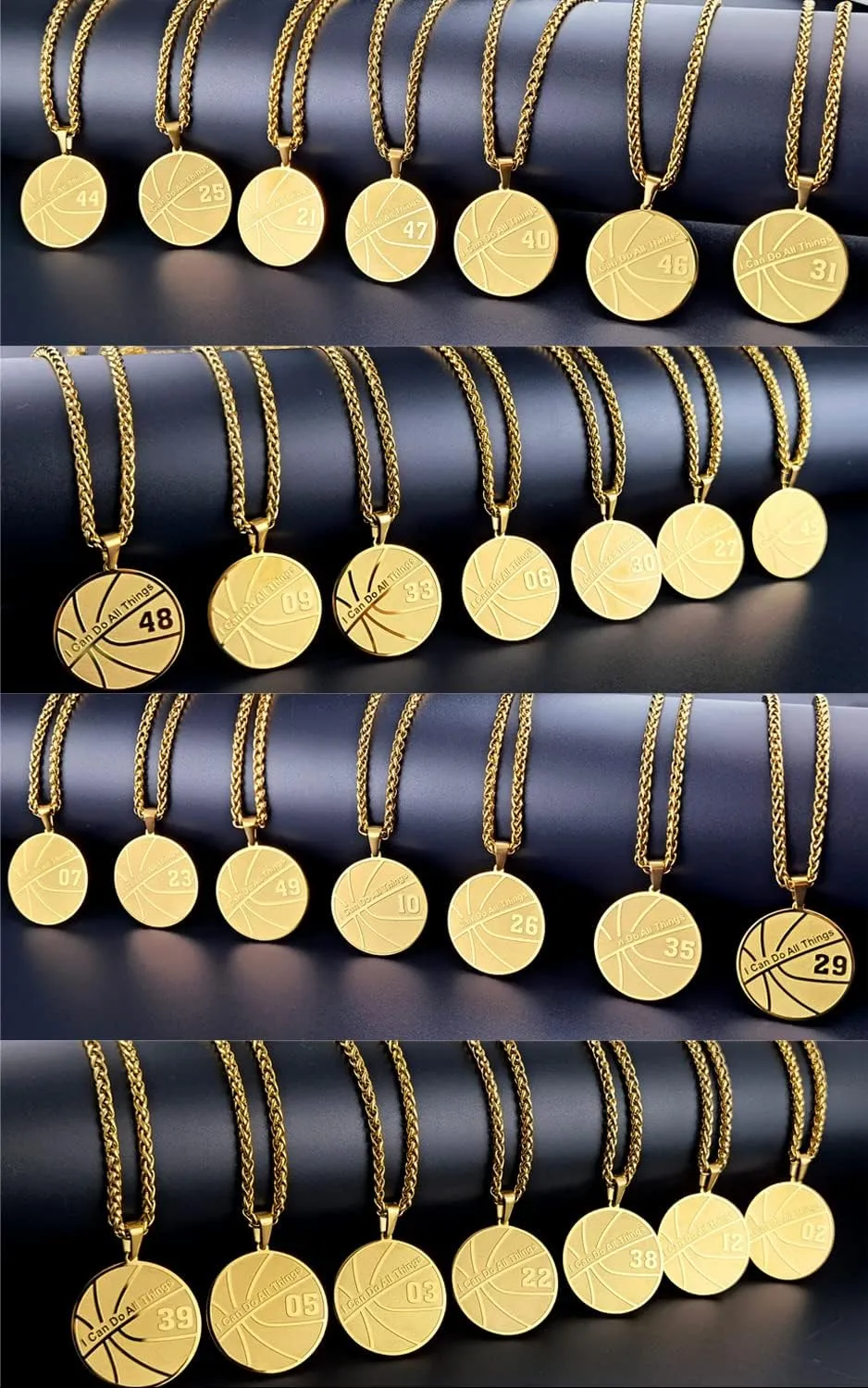 Basketball Number Necklace for Men Gold Stainless Steel I Can Do All Things Pendant Sport Jewelry Basketball Gifts for Men