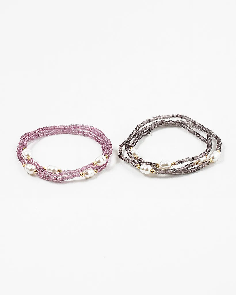 Bead and Pearl Bracelet Set