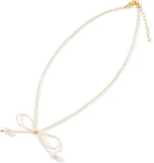 Beaded Bow Choker Necklace for Women Pearl Ribbon Chain Choker Necklace Vintage Crystal Bowknot Necklace Wedding Party Prom Necklace Jewelry