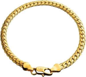 Beautiful 18K Solid Gold Bracelet for Men and Women - Cuban Horseshoe Design, Weighing 10.5g. The Perfect Fashion Accessory and Birthday Gift Father's Day gift.