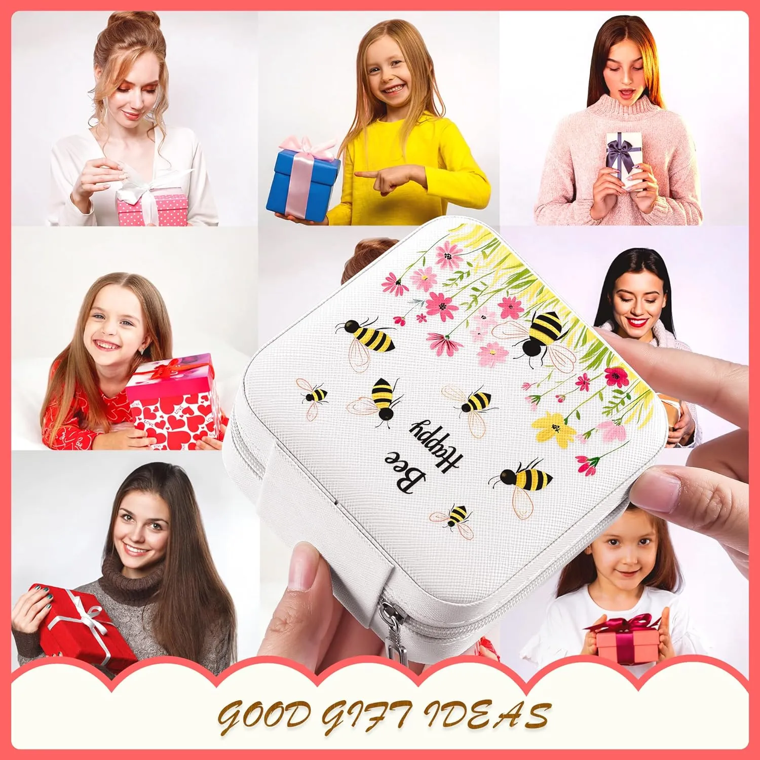 Bee Jewelry Box, Gifts For Women Teens Girls Age 8-12, Bumble Bee Lovers Themed Stuff Items Accessories Things Merchandise Decor Merch, Travel Ring Earrings Necklace Organizer Holder!