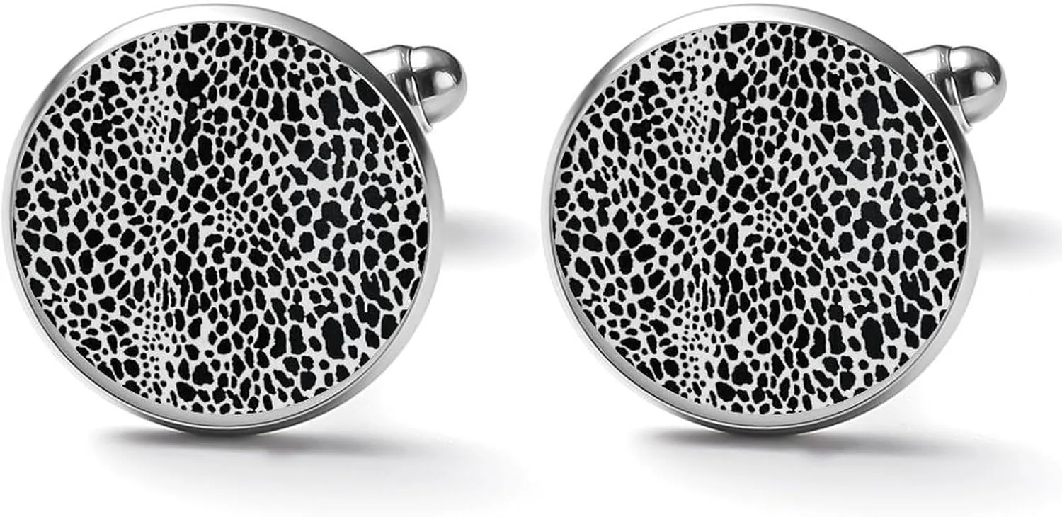 Beige Leopard Print Skyline Shirt Cufflinks for Men Japanese Traditional Chinese Cuff Links Mens Traditional Oriental Cufflinks Chic Cuff Links Executive Groom Father Wedding Gift