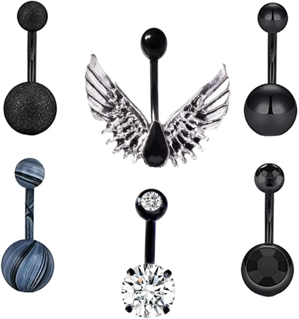 BESPORTBLE 6pcs Belly Button Rings Navel Studs Fashion Piercing Jewelry for Women Small Belly Button Ring Body Jewelry