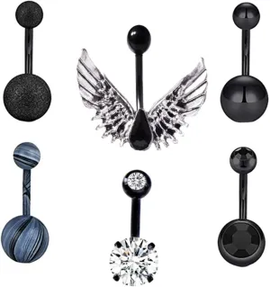 BESPORTBLE 6pcs Belly Button Rings Navel Studs Fashion Piercing Jewelry for Women Small Belly Button Ring Body Jewelry