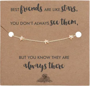 Best Friend birthday gifts for women - friend gifts for women unique, birthday gifts for best friend bracelet, birthday gift for best friend bracelets - golden star bracelet with birthday card