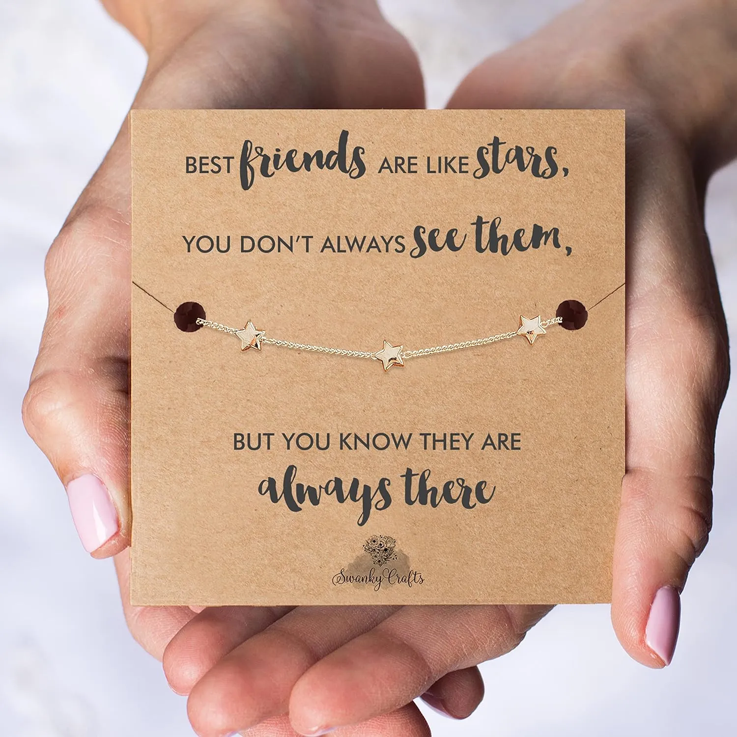 Best Friend birthday gifts for women - friend gifts for women unique, birthday gifts for best friend bracelet, birthday gift for best friend bracelets - golden star bracelet with birthday card