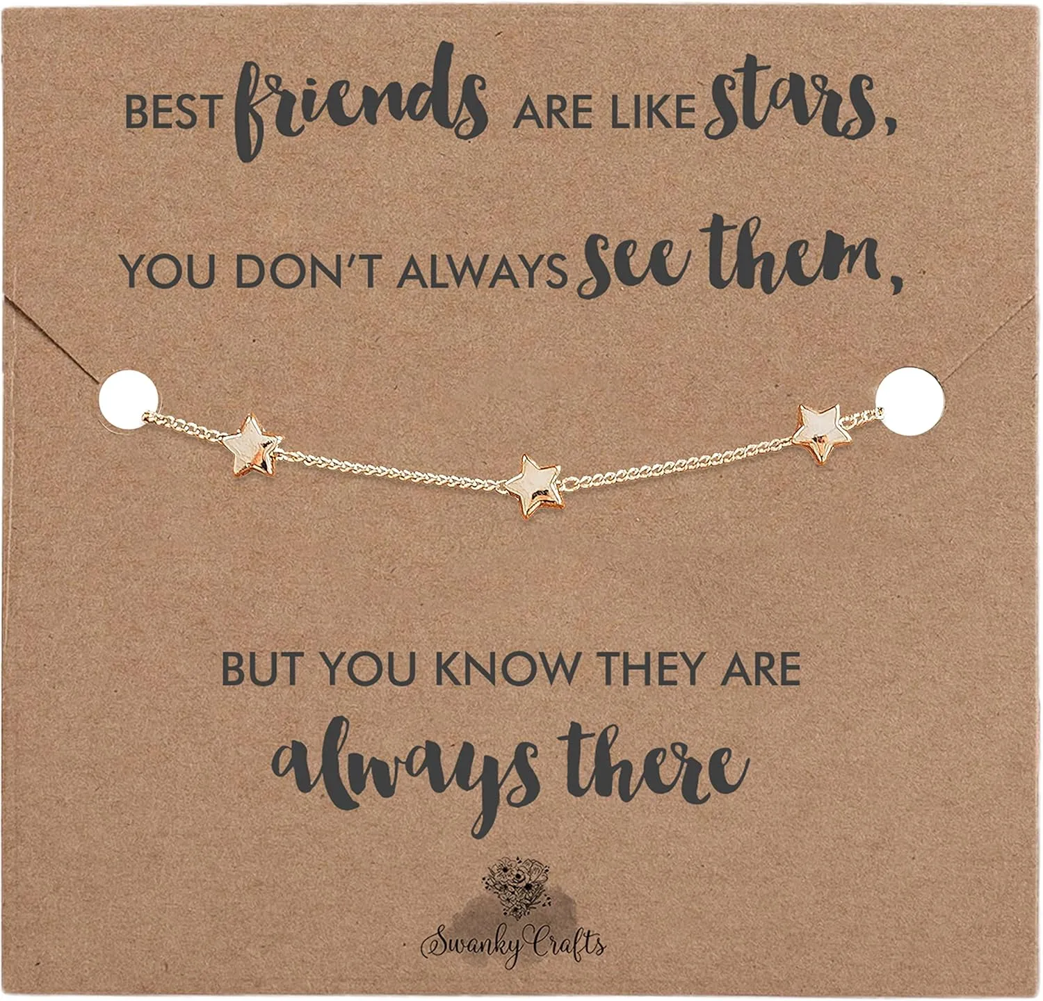 Best Friend birthday gifts for women - friend gifts for women unique, birthday gifts for best friend bracelet, birthday gift for best friend bracelets - golden star bracelet with birthday card