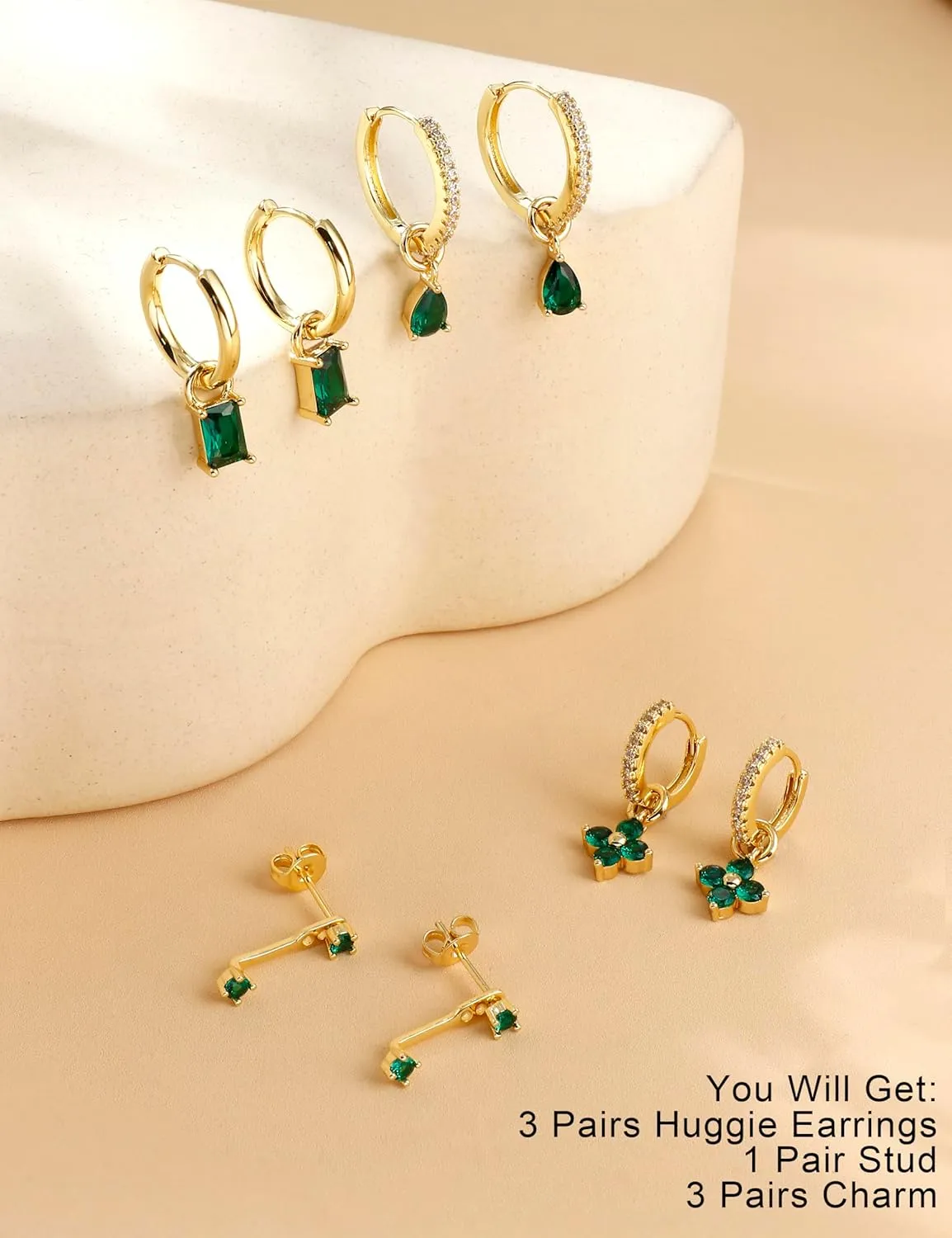 Besteel Small Gold Hoop Earrings for Women  Hypoallergenic 14K Gold Plated Hoops Cartilage Earring Sets for Multiple Piercing Dainty Silver Huggie Stud Earring Stacks with Charm
