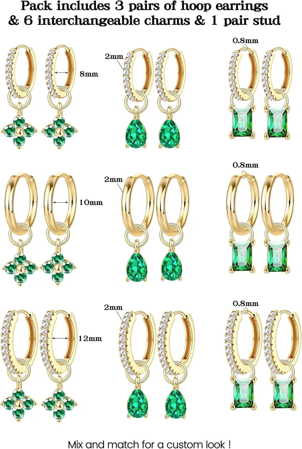 Besteel Small Gold Hoop Earrings for Women  Hypoallergenic 14K Gold Plated Hoops Cartilage Earring Sets for Multiple Piercing Dainty Silver Huggie Stud Earring Stacks with Charm