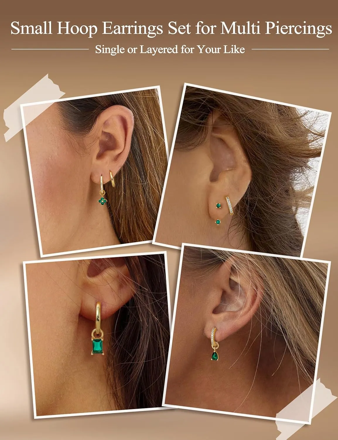 Besteel Small Gold Hoop Earrings for Women  Hypoallergenic 14K Gold Plated Hoops Cartilage Earring Sets for Multiple Piercing Dainty Silver Huggie Stud Earring Stacks with Charm