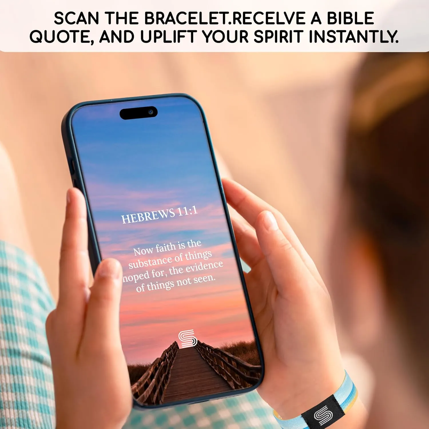 Bible Verse Bracelets Fathers Day Gift For Dad, Daily Scripture Tap Phone Wristbands For Women, Men, Teens, Kids, Christian Religious Gifts For Prayer, Jesus Faith Bracelets (Child of God)
