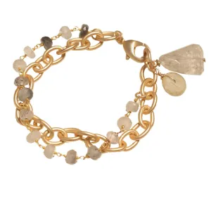BITTERSWEET DESIGNS - CHAIN AND STONE DOUBLE RUDILATED QUART BRACELET