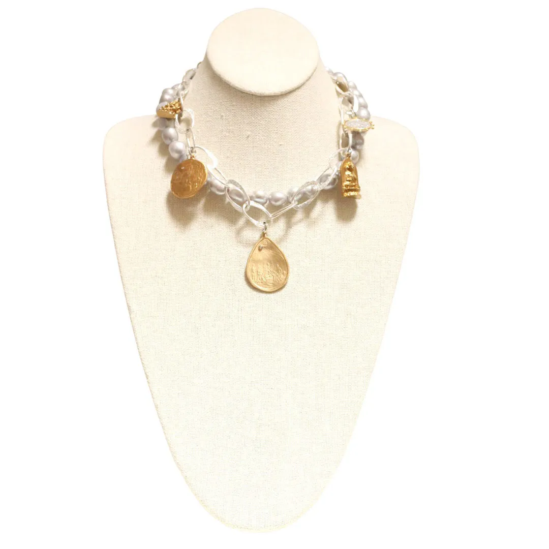 BITTERSWEET DESIGNS - MIXED BLESSINGS SILVER AND PEARL NECKLACE
