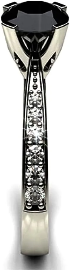 Black Diamond Ring 0.5 Carat to 2 Carat Black Diamond Solitaire Engagement Black Diamond Ring With White Diamond Accents black white diamond wedding band women