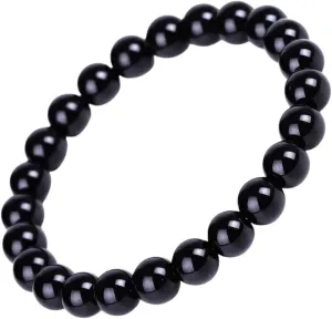 Black Obsidian Bracelet Buddhist Prayer Blessing Blackstone Stone Ball Beads Jewelry Valentine's Present