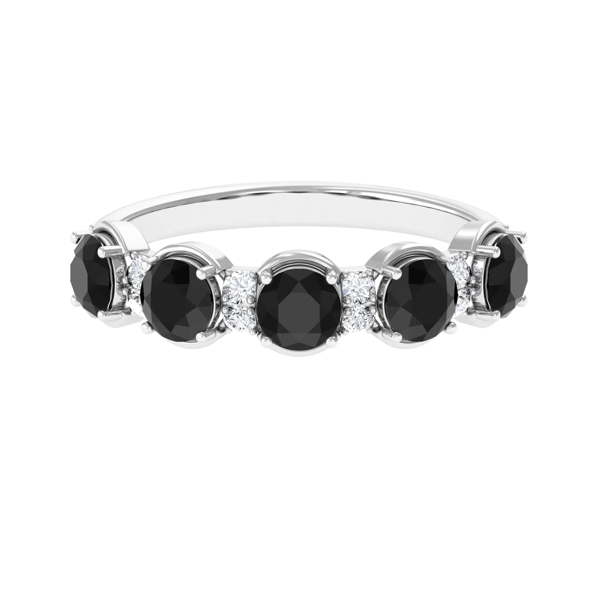 Black Onyx Half Eternity Ring with Diamond