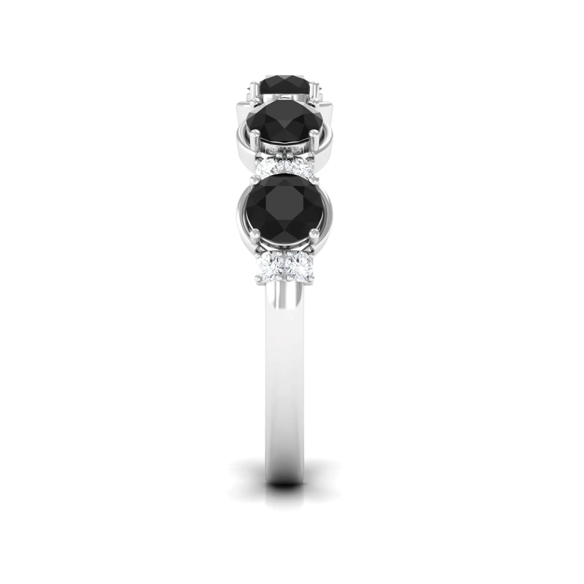 Black Onyx Half Eternity Ring with Diamond