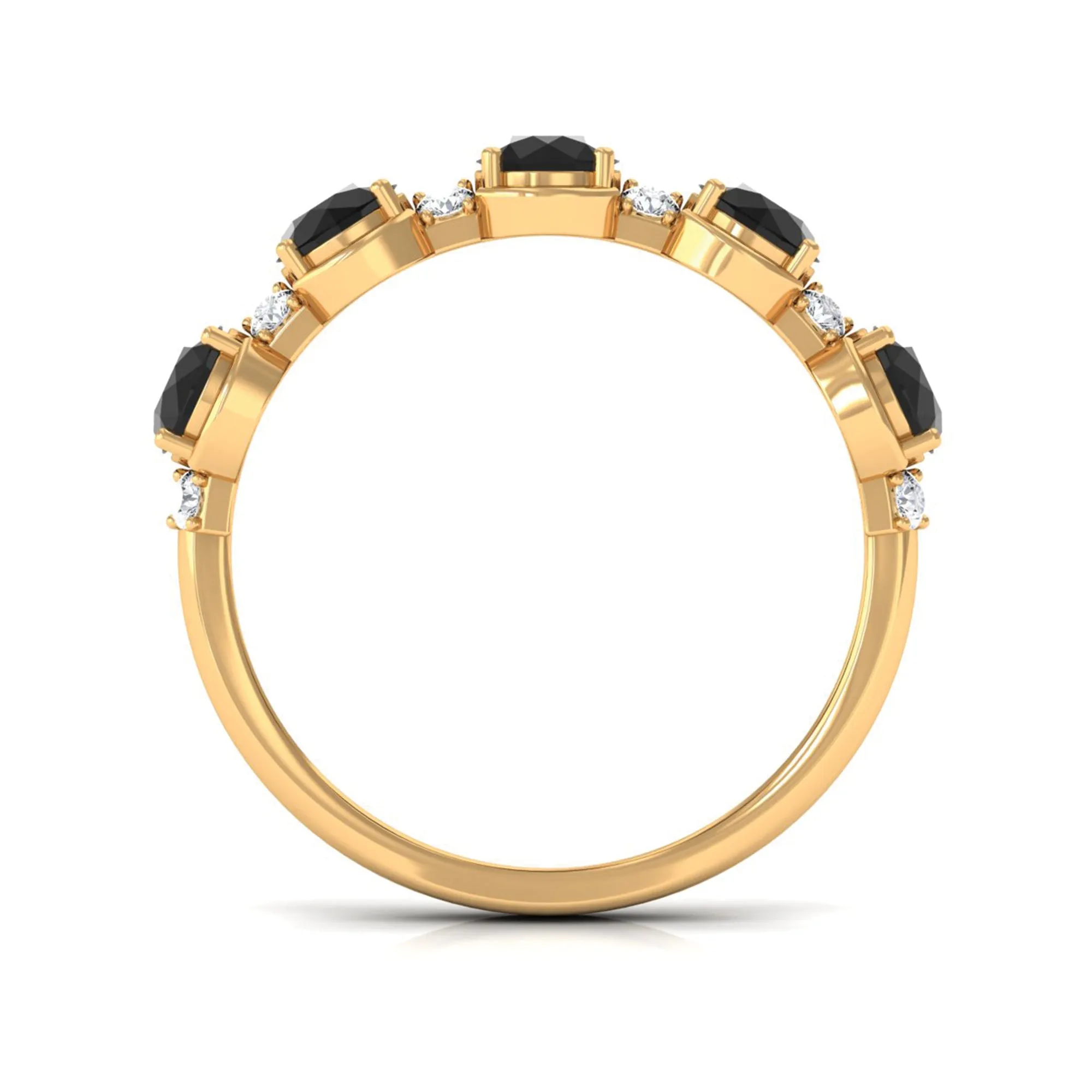 Black Onyx Half Eternity Ring with Diamond