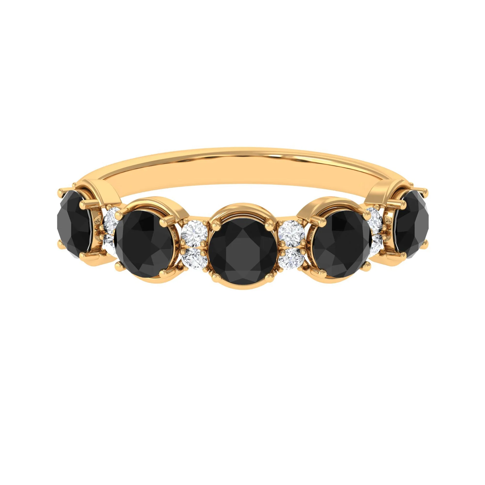 Black Onyx Half Eternity Ring with Diamond