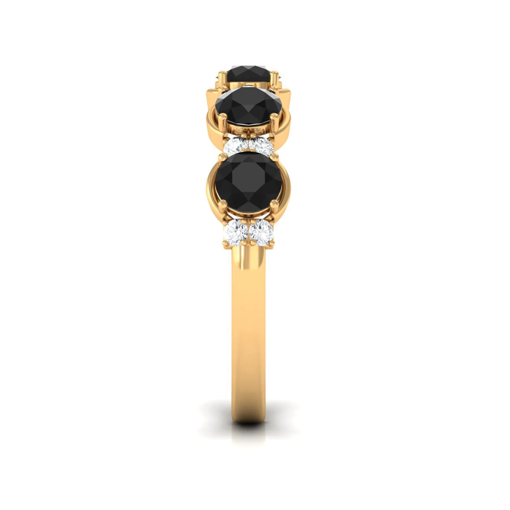 Black Onyx Half Eternity Ring with Diamond
