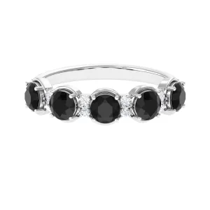 Black Onyx Half Eternity Ring with Diamond