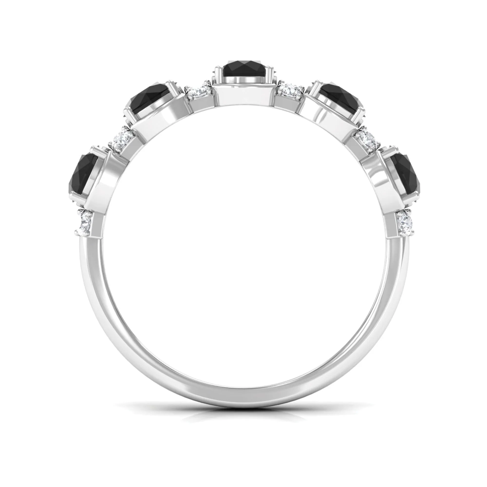 Black Onyx Half Eternity Ring with Diamond