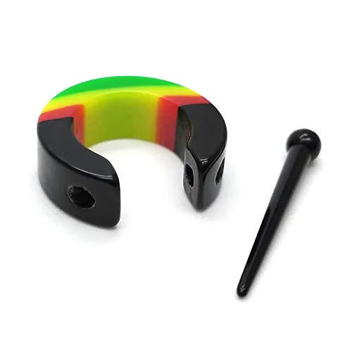Black Red Yellow Green Spike Huggie Hinged Hoop Earrings for Men Women, Stainless Steel, 2pcs