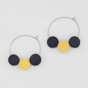 Blue and Yellow Dot Hoop Dangle Earring