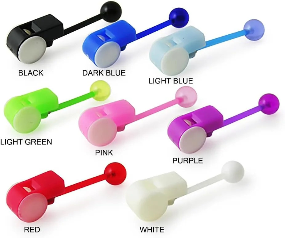 Blue UV Whistle with 14 Gauge Bio Flexible Tongue Barbell Jewelry