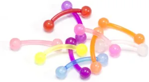BodyJewelryOnline 10pcs Bioflex Acrylic Curved Barbells Piercing Jewelry, Piercing 8mm, 1 Oz