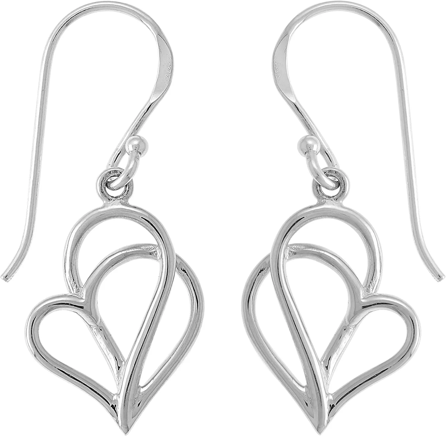 Boma Jewelry Sterling Silver Polished Twisting Heart Dangle Earrings