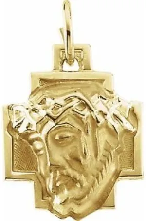 Bonyak Jewelry 14k Yellow Gold 18x16mm Face of Jesus Pendant Ethereal