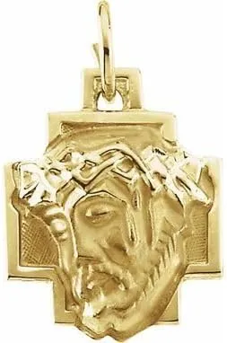 Bonyak Jewelry 14k Yellow Gold 18x16mm Face of Jesus Pendant Ethereal