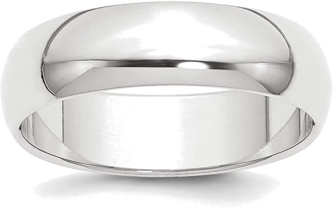 Bonyak Jewelry Platinum 6mm Half Round Wedding Band Size 12 Graceful